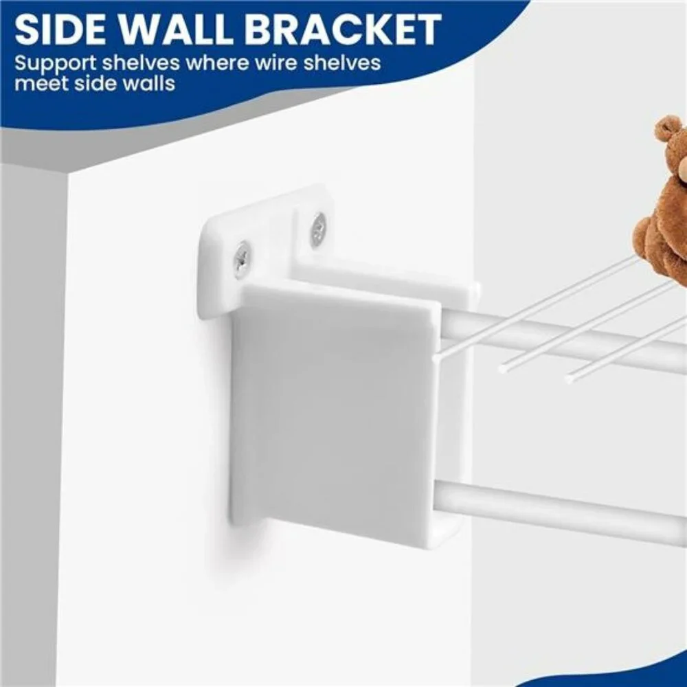 Wire Shelf End Brackets Closet Wall Mount Shelf Supports with Fasteners 4 Pack
